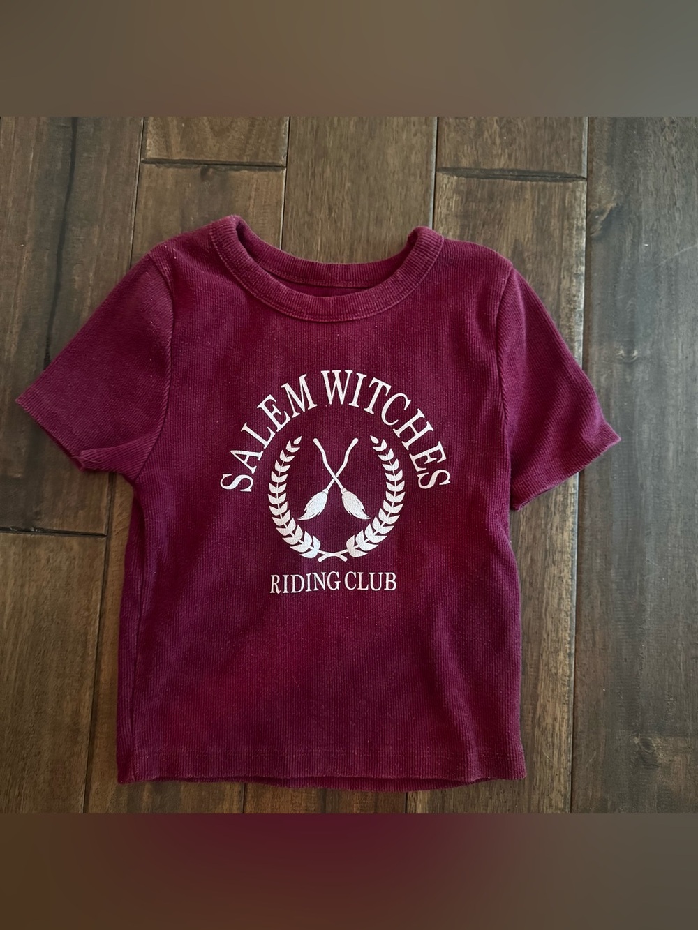 Social Culture Salem Witches Riding Club Burgundy Halloween Tee Jr. S